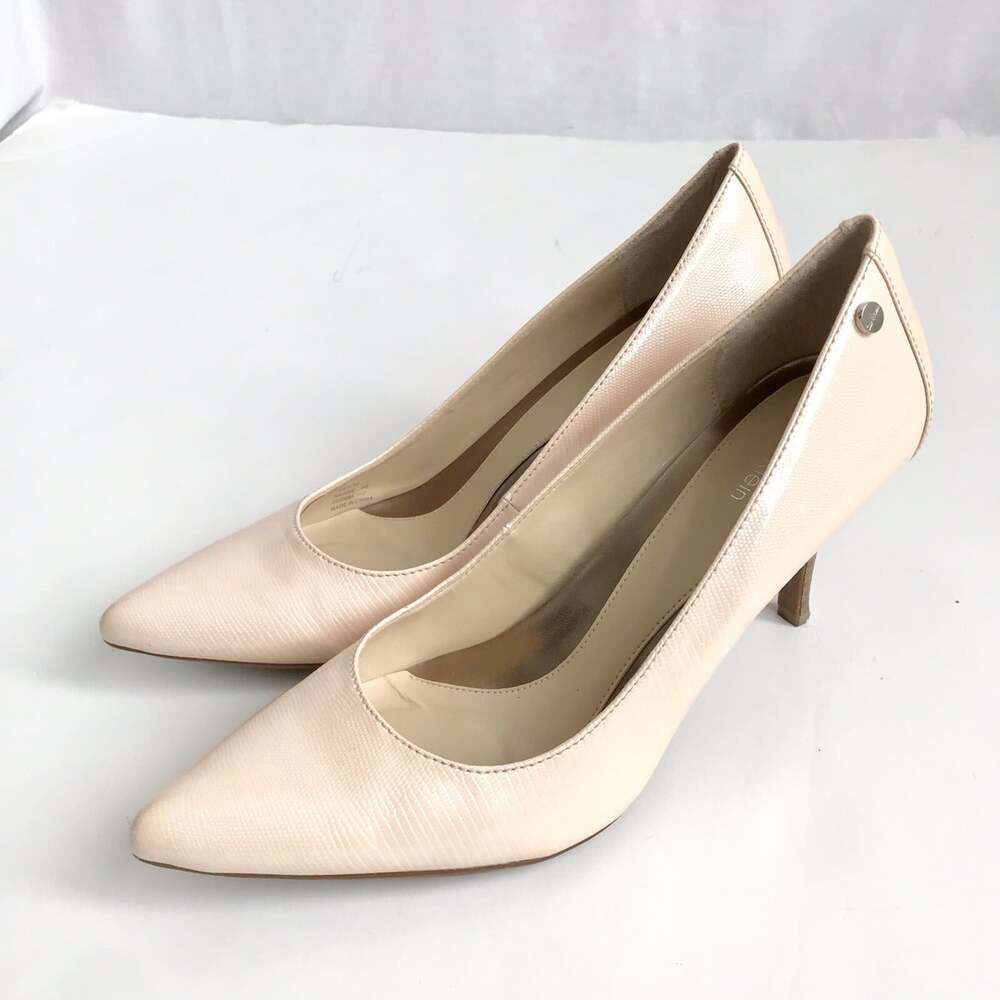 Calvin Klein Nadine 8M Ivory Shiny Point Toe Pump High Heel Shoe 3 Inch